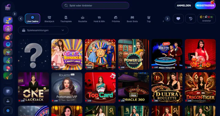 Live-Casino-Bereich von wizardo.casino