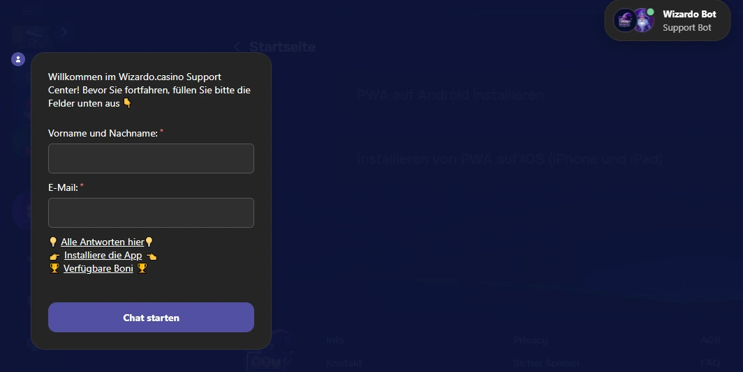 wizardo casino kundensupport